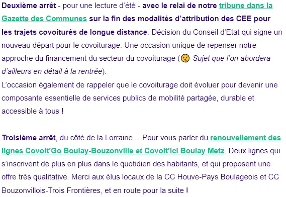 cheminement dans la lecture d'une newsletter